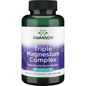 Swanson Triple Magnesium Complex Supplements, Promotes Healthy Mood & Sleep, Supports Your Heart Health & Nervous System, 400 mg - 1 of 4