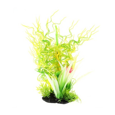 Unique Bargains Aquarium Plants Decorations Artificial Aquatic Plant Tree Green Yellow 1 Pcs