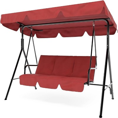homfan Outdoor Porch Swing Chair with Adjustable Canopy for Adults Glider Bench with Thickened Cushions Outside Patio Swing for Backyard Lawn Garden