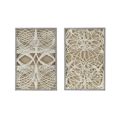 Set of 2 Sienna Paper Leaf Shadow Box Wall Decors Gray/White - A&B Home
