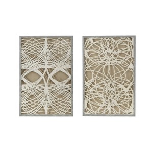 Set of 2 Sienna Paper Leaf Shadow Box Wall Decors Gray/White - A&B Home - 1 of 4
