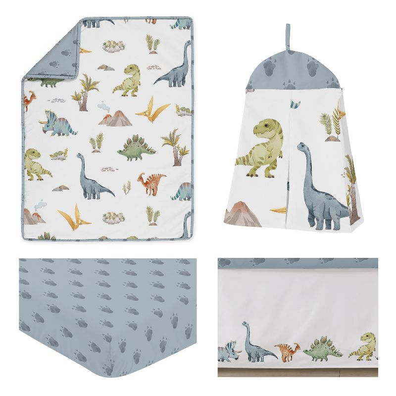 Sweet Jojo Designs Boy Baby Crib Bedding Set - Watercolor Dinosaur Dino Multicolor 4pc, 2 of 7