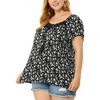 Agnes Orinda Women's Plus Size Floral Short Sleeve Beach Square Hollow Tassel Tie Neck Peasant Tops - 2 of 4
