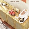 Skyzoo Sideboard Cabinet, Rattan Sideboard and Buffets with Storage for Kitchen Living Dining Room,Oak - 3 of 4