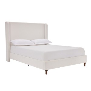 KIGFTSOD Elegant Simplicity Chenille Tall Headboard Upholstered Bed,Cream White - 1 of 4