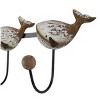 8"x18" Wood Whale Handmade Distressed Wall Hook, Beige with 3 Hangers - Olivia & May - 4 of 4