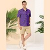 Lars Amadeus Men's Summer Polka Dots Short Sleeves Button Down Patchwork Shirt - 4 of 4