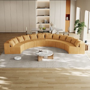 CAVINAS Curved Modular Sectional Sofa with 6 Seats,Symmetrical Semi Circular for Living Room,Modern Cloud Couch Sectional,2 Pillows per module,Gray - 1 of 4