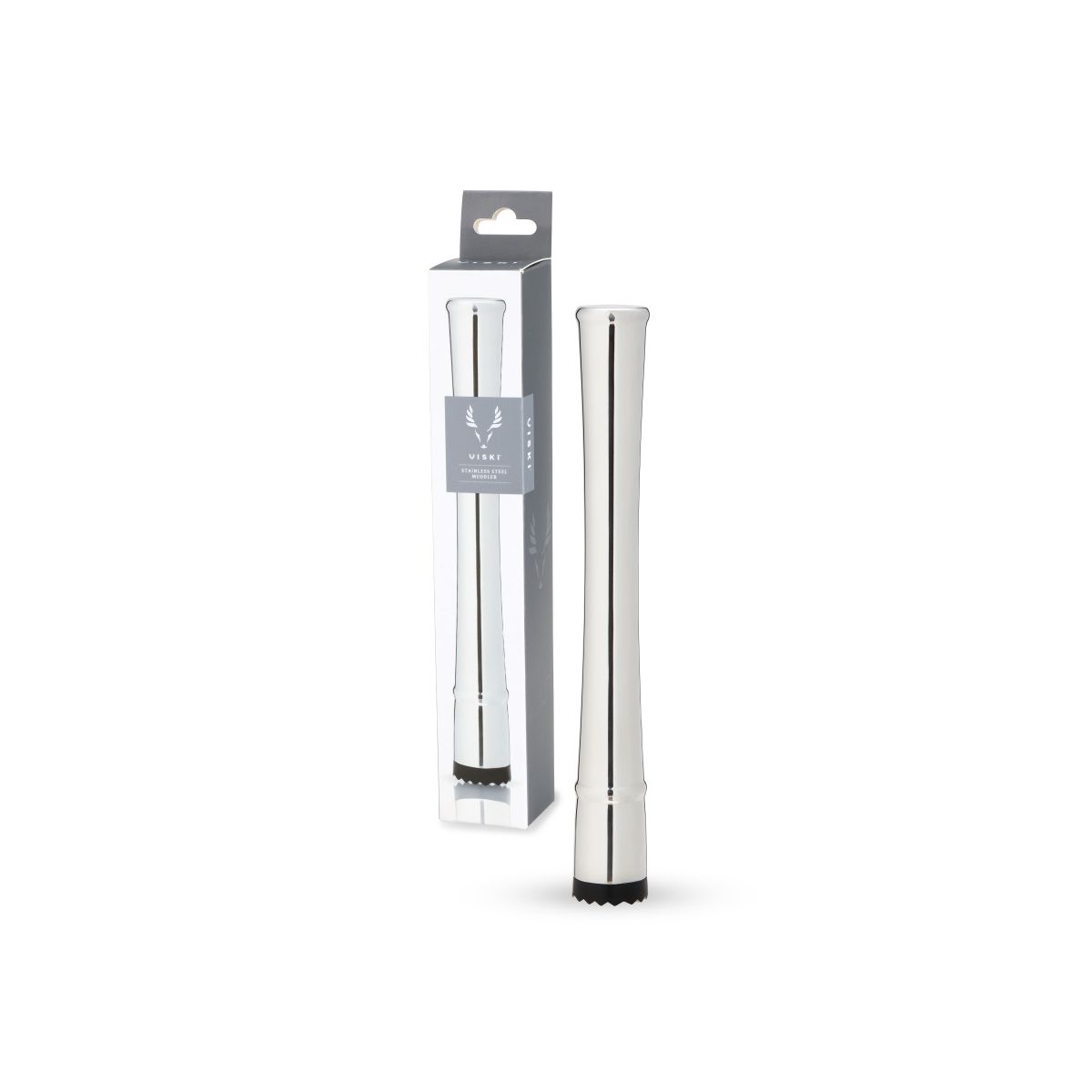 Viski Stainless Steel Cocktail Muddler for Mojito, Mint Julep, Fruits, Herbs and Spices, Ergonomic Handle, Home Bar, Bartender Tools, Gifts for Men