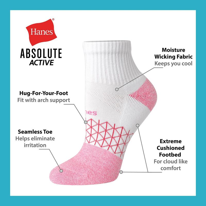 Hanes Women's 4pk Absolute Active Ankle Socks - 5-9, 4 of 6