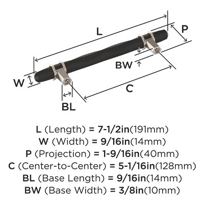 5-1/16" Black Bronze Polished Nickel Modern Bar Pull