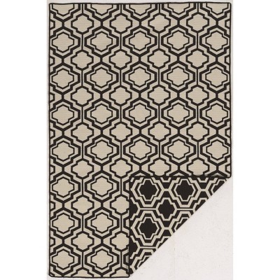 5'x8' Saloniki Quatrefoil Design Area Rug Black - Linon