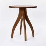 Surfside Round Wood Knock Down Accent Table with Curved Legs Brown - Threshold™ designed with Studio McGee
