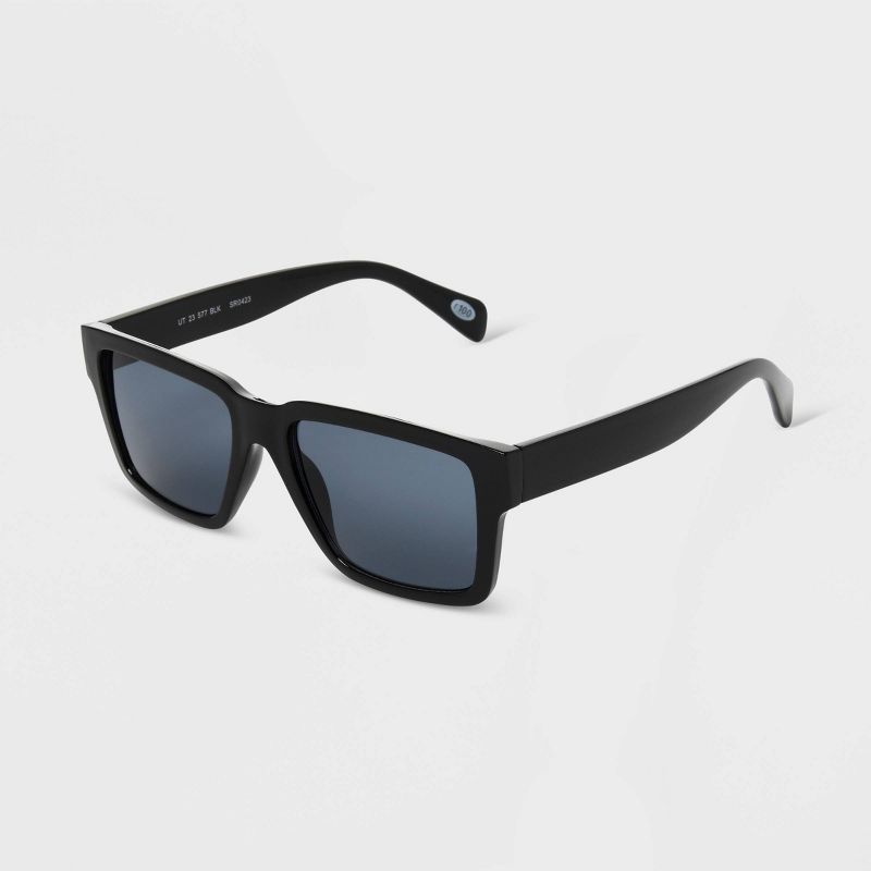 Women&#39;s Shiny Plastic Rectangle Sunglasses - Universal Thread&#8482; Black, 2 of 3