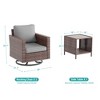 Sonkuki 3-Piece Patio Chair Set Brown Rattan Swivel Rocking Chair Set Coffee Table Suiting Backyard - 2 of 4