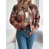 Coolmee Women's Fashion Cropped Shacket Button Down Shacket Jackets Casual Plaid Long Sleeve Crop Jackets Tops - 4 of 4