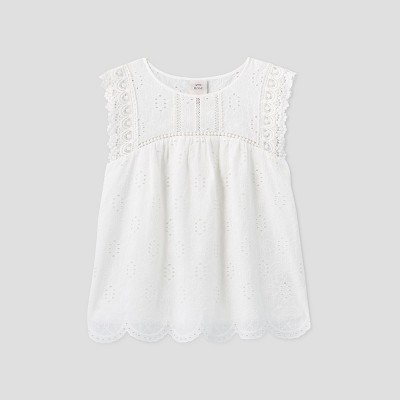 white eyelet sleeveless top