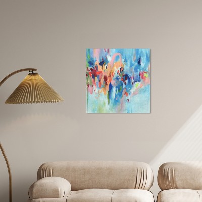 Vibrant Blue and Multicolor Abstract Canvas Wall Art, 24" x 24"