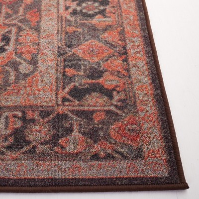 Journey Red and Navy Synthetic Washable Runner Rug
