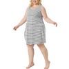 Agnes Orinda Women's Plus Size Sleeveless Soft Round with Pockets Stripe Nightgowns - 2 of 4