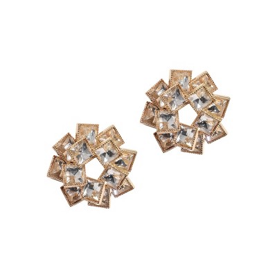 SOHI Women's Crystal Silver Crystal Spiral Stud Earrings