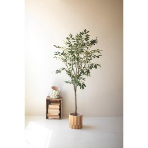 Tall Artificial Olive Tree 63"H – Decorative Greenery in Black Plastic Pot by Kalalou - 1 of 4