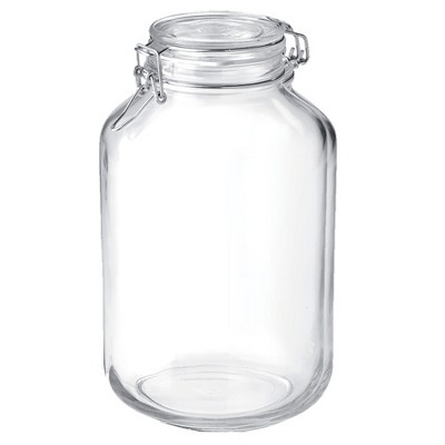 Bormioli Rocco Fido 135.25oz Glass Canning Jar: Clamp Jar, Dishwasher-Safe, Clear, 3.4" Neck Diameter