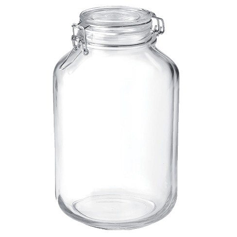 Tablecraft 10105 1.5 oz. Glass Condiment Jar with Stainless Steel Lid and  Bail and Trigger Closure