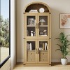 71.4" Arched Farmhouse Bookcase w/ Doors & Drawers, 15.83" Deep Wood Display Cabinet for Living Room, Bedroom - 2 of 4