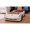 HomeStock Twin Car Bed White Racing Style TT - 2 of 4