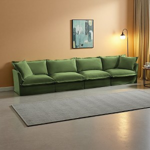 156.6" Chenille Slipcovered Modular Sectional Sofa with French Edges & Removable Covers - 1 of 4