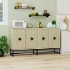 Okak Modern Storage Cabinet With 4 Carved Door&Adjustable Shelf, Sideboard Buffet Cabinet Coffee Bar For Living Room,Diningroom,Kitchen - 2 of 4