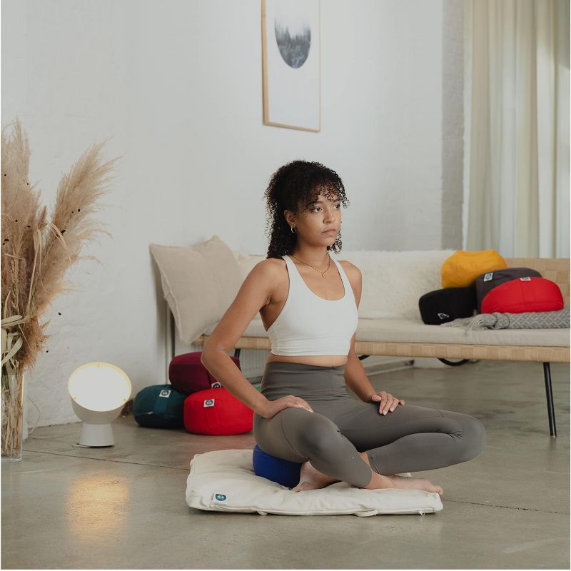 Present Mind 6'' Half Moon Zafu Yoga Bolster for Gymnastics & Meditation - Gray, 3 of 4