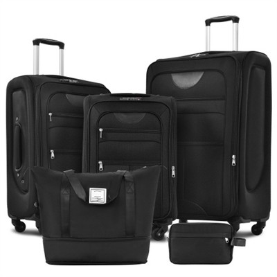 BEAFUP Softside Luggage Expandable 3-Piece Set with Duffel Bag, Upright Spinner Softshell Lightweight Luggage for Travel