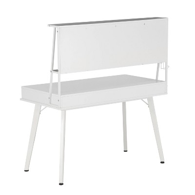 Multifunctional White Steel Computer Desk with Magnetic Board and Storage