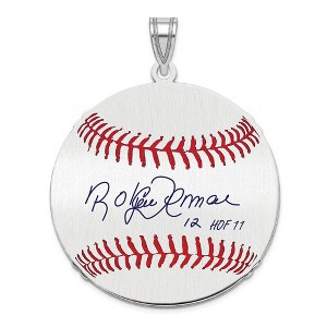 Black Bow Jewelry Sterling Silver Roberto Alomar Signature LG Enamel Baseball Pendant - 1 of 4