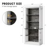 Tall Storage Bookcase with 5-Tier Open Shelves, Roman Column Design and 4 Adjustable Lights,  White & Black Wood Grain Display Storage Cabinet - 2 of 4