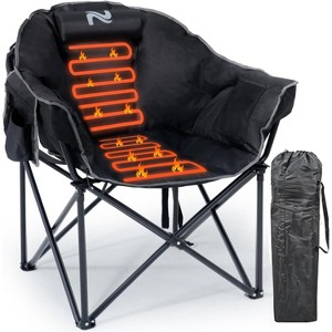 Docred Oversized Heated Camping Chair, Patio Lounge Chairs with 3 Heat Levels, Portable Folding Heated Chair Round Moon Saucer Folding Lawn Chair - 1 of 4