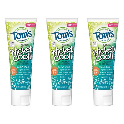 Tom's of Maine Mild Mint Wicked Cool! Anticavity Toothpaste - 3pk/5.1oz