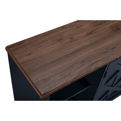 Ranch Rustic Navy 70" TV Stand with Cabinet and Open Shelves