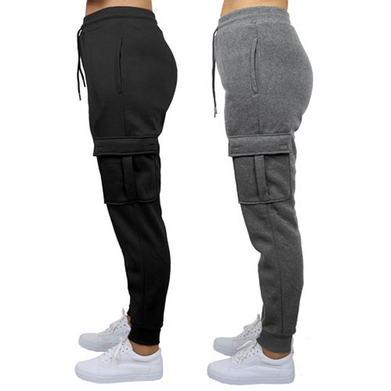 Blue Ice Apparel Women's Heavyweight Loose Fit Fleece-Lined Cargo Jogger Pants-2 Pack, 3 of 5