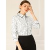 Allegra K Women's Printed Long Sleeve Piped Button Down Office Shirt - 4 of 4