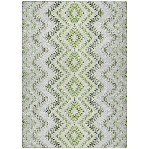 Green Ivory And Gray Geometric Washable Indoor Outdoor Area Rug - 1 of 4