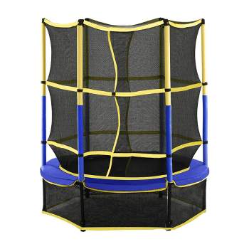 Machrus Upper Bounce 55" Kids' Trampoline with Safety Net Enclosure System - Blue/Yellow