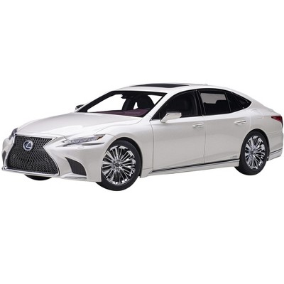 Lexus LS500h Sonic White Metallic with Crimson and Black Interior 1/18 Model Car by Autoart