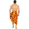 HAPPY BAY Men's Pareo Halloween Costumes Scary Theme Party Swim Trunks Swimwear Cover Up Beach Wrap Summer Sarong for Men One Size Orange, Ghost - 2 of 4