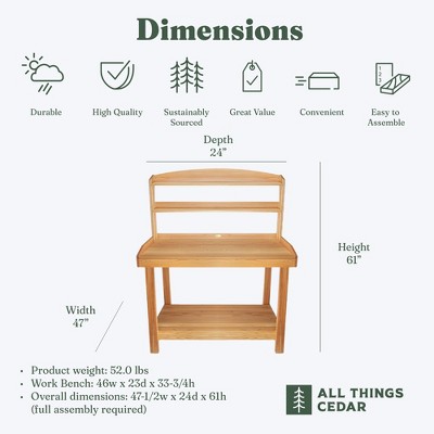 Cedar Wood Outdoor Potting Bench with Shelves