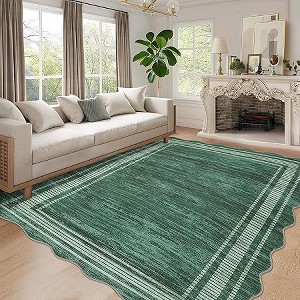 Rug for Bedroom Scalloped Rugs for Living Room Non Slip Stain Resistant Dining Room Area Rug Washable Office Area Rug - 1 of 4