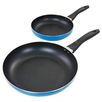 Gibson Home 2 Piece 10 inch and 8 inch Aluminum Frying Pan in Blue