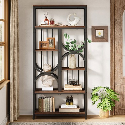 Hommoo 5-Tier Industrial Bookshelf Brown